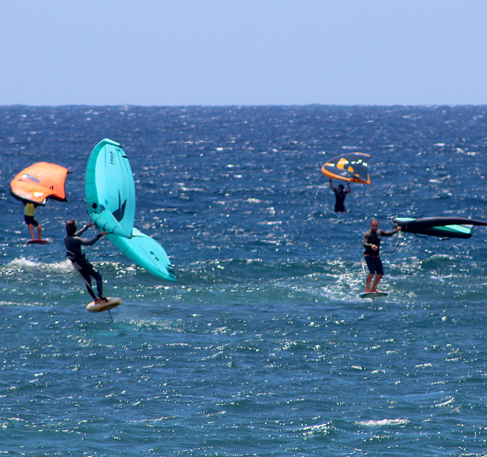 wing foilers in lanzarote at charcos